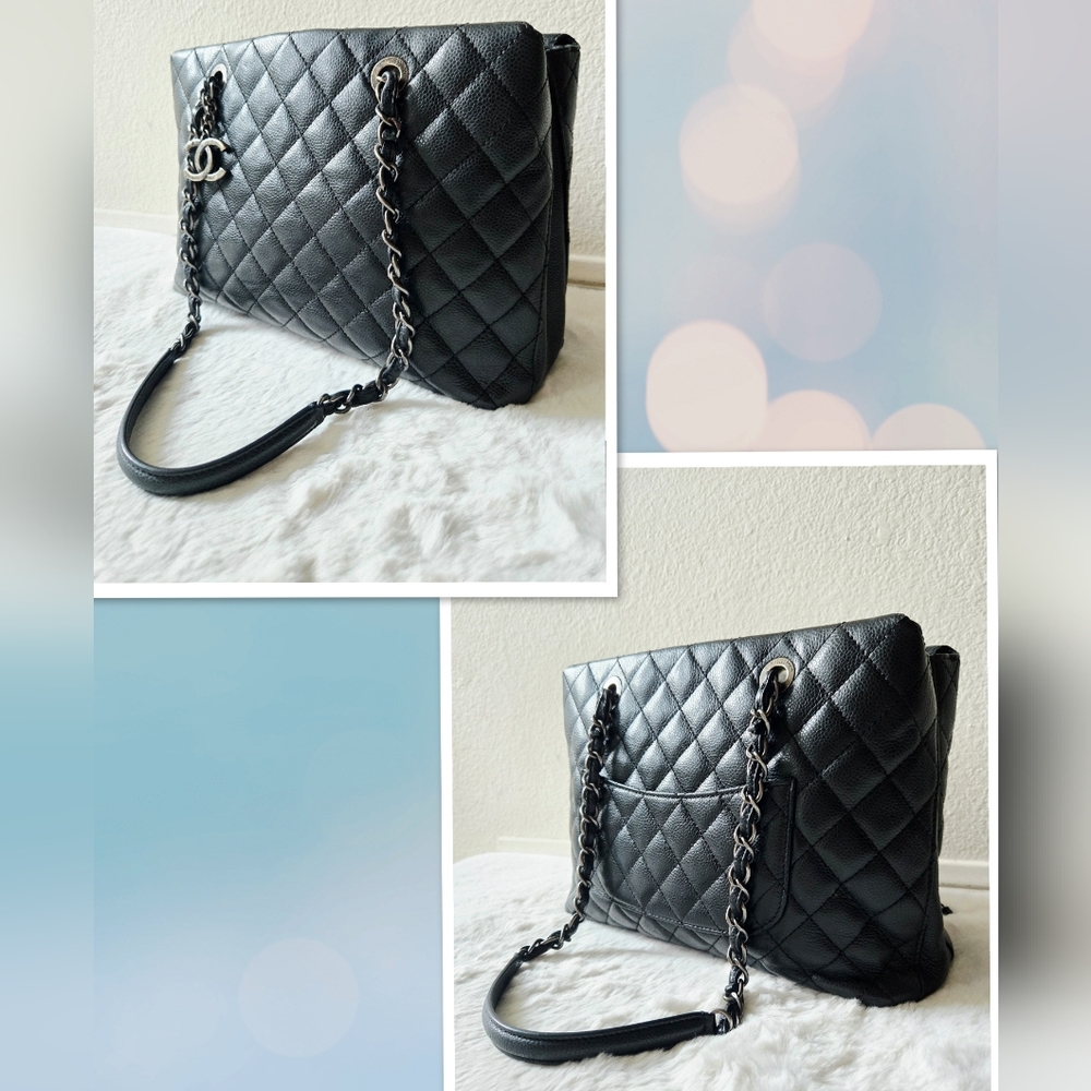 Chanel Black Quilted Caviar City Shopping Tote Bag - Picture 4 of 16
